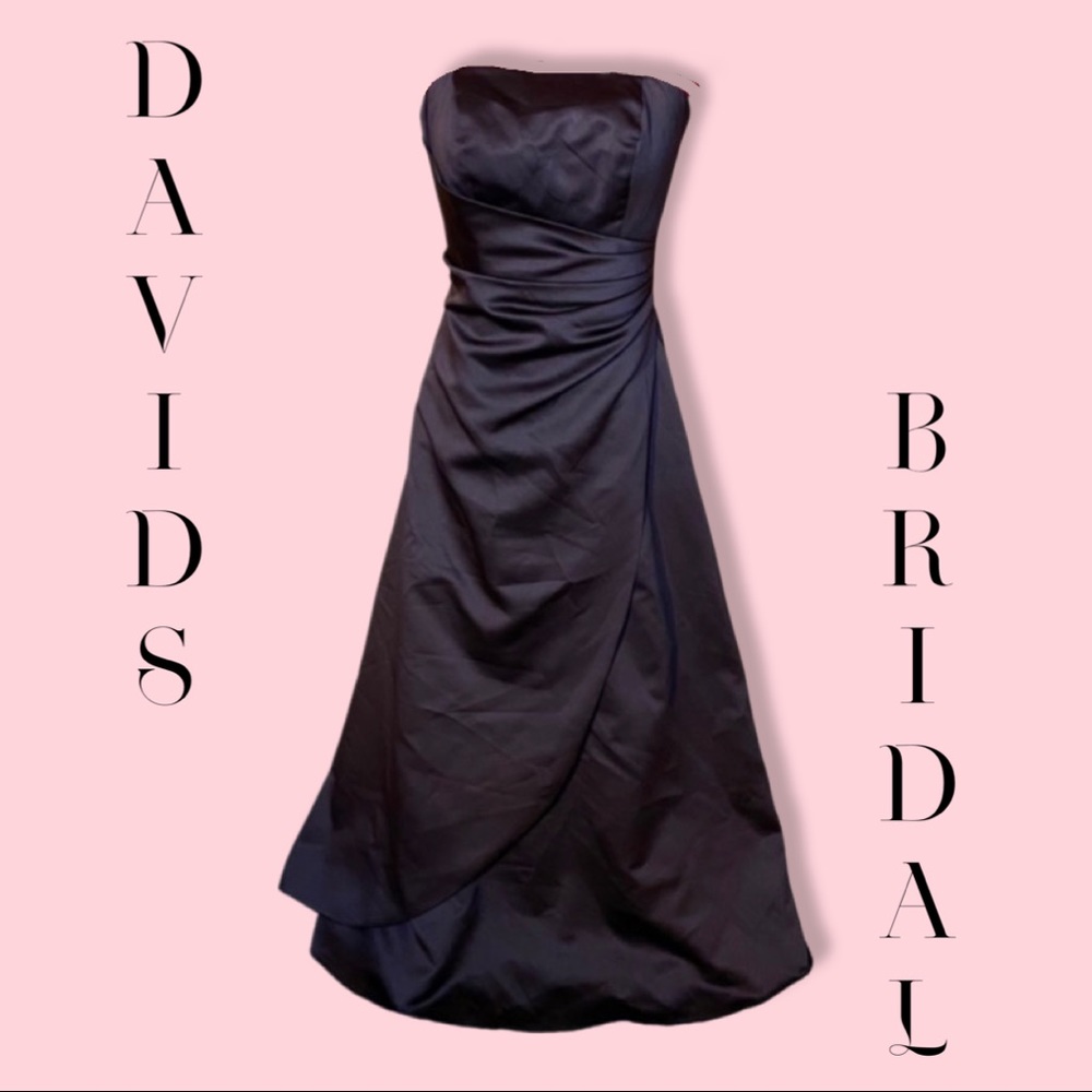 Brown David’s Bridal Strapless Bridesmaid Dress